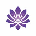 Minimalistic Purple Lotus Flower Logo Design On White Background Royalty Free Stock Photo