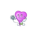 Purple love balloon cartoon character style as a Doctor with tools