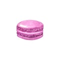 Purple macaron. Hand drawn watercolor illustration. Isolated on white background.