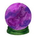 Purple, magic ball of the witch, for witchcraft. Royalty Free Stock Photo