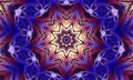 Purple magic kaleidoscope. The device of the universe, crescent moon and sun with a face on a black background. Magic kaleidoscope