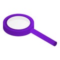 Purple magnifing glass icon, isometric style Royalty Free Stock Photo
