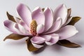 Purple magnolia flower on white background, art