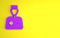 Purple Male doctor icon isolated on yellow background. Minimalism concept. 3D render illustration