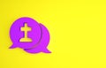 Purple Man graves funeral sorrow icon isolated on yellow background. The emotion of grief, sadness, sorrow, death