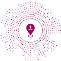Purple Map pointer with anchor icon isolated on white background. Abstract circle random dots. Vector Royalty Free Stock Photo