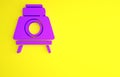 Purple Mars rover icon isolated on yellow background. Space rover. Moonwalker sign. Apparatus for studying planets