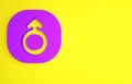 Purple Mars symbol icon isolated on yellow background. Astrology, numerology, horoscope, astronomy. Minimalism concept