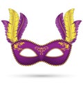 Purple mask with feathers