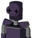 Purple Mech With Cylinder Head And Speakers Mouth And Plus Sign Eyes