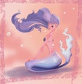 Purple mermaid with floating hair Royalty Free Stock Photo