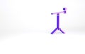 Purple Microphone with stand icon isolated on white background. Minimalism concept. 3d illustration 3D render Royalty Free Stock Photo