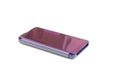 purple mirror case-book for smartphone on a white background