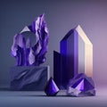 purple mist and sapphire jewels background for cosmetic products, mock up pedestal AI generation