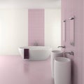 Purple modern bathroom with double basin