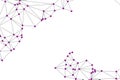 Purple molecule structure design with connected dots and lines over white space Royalty Free Stock Photo