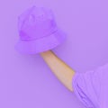 Purple monochrome aesthetic minimal design. Bucket hat trends. Street style wear