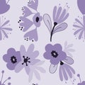 Purple Monochrome Floral Repeating Pattern
