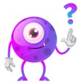 Purple monster with a question sign illustration vector