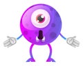 Purple monster wondering what happened illustration vector Royalty Free Stock Photo
