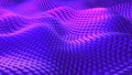 Purple mosaic background, 3D waves from square metal shapes