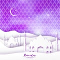 Purple Mosque Ramadan Kareem Greeting card Royalty Free Stock Photo