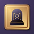 Purple Motion sensor icon isolated on purple background. Gold square button. Vector Royalty Free Stock Photo