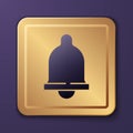 Purple Motion sensor icon isolated on purple background. Gold square button. Vector Royalty Free Stock Photo