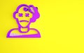 Purple Murder icon isolated on yellow background. Body, bleeding, corpse, bleeding icon. Concept of crime scene
