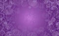 Purple music background with notes. Bokeh backdrop with falling and floating treble clefs, notes and space for text