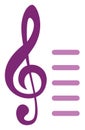 Purple music key, icon