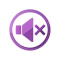 Purple muted sound volume icon indicating silence on device settings or display Royalty Free Stock Photo