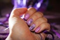 Purple nail design Royalty Free Stock Photo