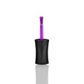 Purple nail polish black plastic brush white background isolated closeup & mirror reflection, violet varnish brush with shadow