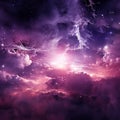 Purple Nebula Glow Sky Royalty Free Stock Photo