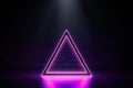 Purple Neon Triangle 3D Podium Dark Background Modern Technology Product Display Mockup