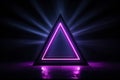 Purple Neon Triangle 3D Podium Dark Background Modern Technology Product Display Mockup