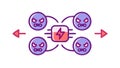 Purple Network Hacker Attack Virus Icon, vector design Generative AI Royalty Free Stock Photo
