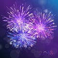 Purple new year fireworks background