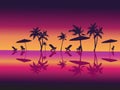 Purple Night Sea Palms Beach.
