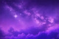 Purple night sky with clouds and stars, Galaxy sky Background, wallaper