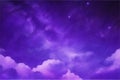 Purple night sky with clouds and stars, Galaxy sky Background, wallaper