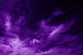 Purple night sky with fluffy clouds and stars. Fantastic sky background Royalty Free Stock Photo