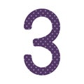 purple number three design over lilac dotted