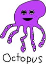 Purple octopus color night time illus draw Royalty Free Stock Photo