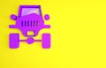 Purple Off road car icon isolated on yellow background. Jeep sign. Minimalism concept. 3d illustration 3D render