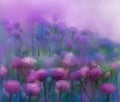 Oil painting Purple onion flower Royalty Free Stock Photo