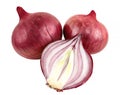 Purple onions on white background Royalty Free Stock Photo