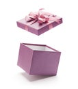 Purple Open Gift Box Isolated on White