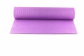 purple open yoga mat for exercise isolated
